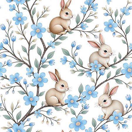 Tricoline Encantos de Páscoa 02, 100% Algodão, 50cm x 1,50mt