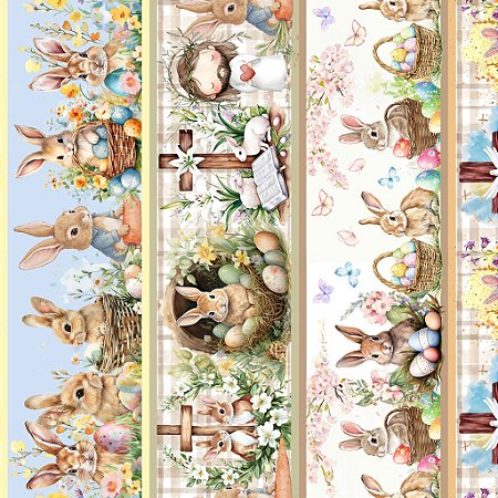 Tricoline Barrado Encantos de Páscoa 04, 100%Alg 50cmx1,50mt