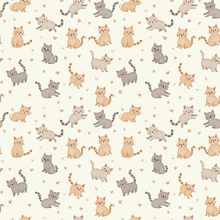 Tricoline Gatinhos, 100% Algodão, 50cm x 1,50mt