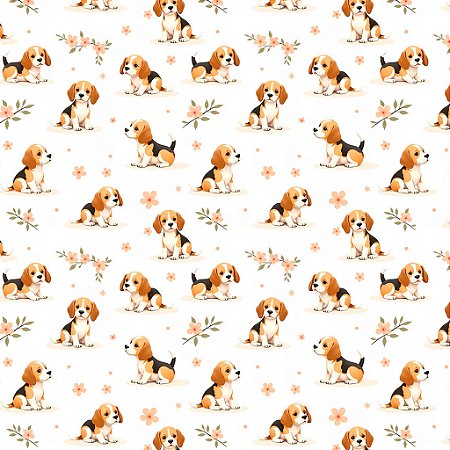 Tricoline Cachorrinhos, 100% Algodão, 50cm x 1,50mt