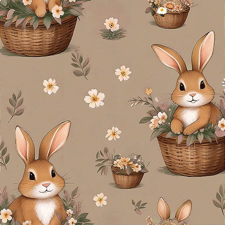 Tricoline Encantos de Páscoa 07, 100% Algodão, 50cm x 1,50mt