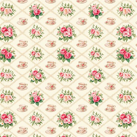 Tricoline Floral Handmade, 100% Algodão, 50cm x 1,50mt