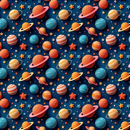 Tricoline Digital Planetas, 100% Algodão, 50cm x 1,50mt