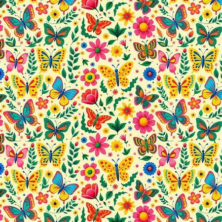 Tricoline Digital Mundo das Borboletas 100%Alg 50cm x 1,50mt