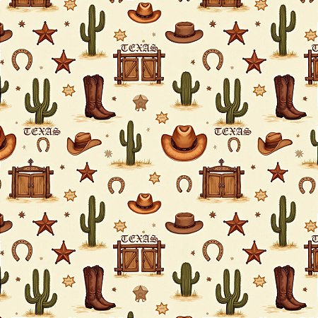 Tricoline Digital Texas, 100% Algodão, 50cm x 1,50mt