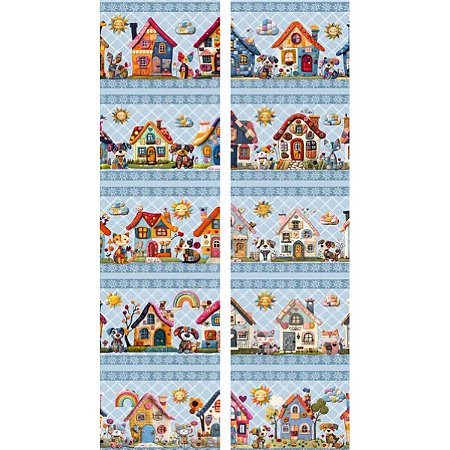 Tricoline Digital Barrado Patch Pets, 100%Alg, 50cm x 1,50mt