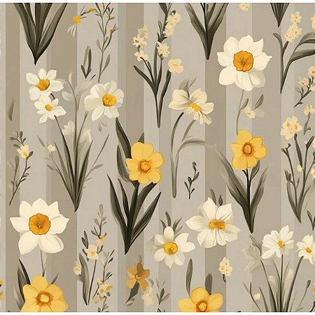 Tricoline Digital Daffodil NG, 100% Algodão, 50cm x 1,50mt