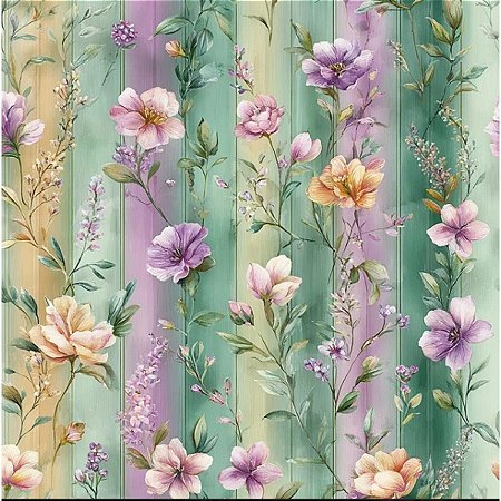 Tricoline Digital Flores do Campo PL, 100%Alg, 50cm x 1,50mt