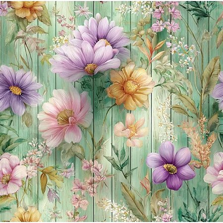 Tricoline Digital Flor na Madeira PL, 100%Alg, 50cm x 1,50mt