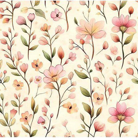 Tricoline Digital EF Florzinhas, 100% Algodão, 50cm x 1,50mt