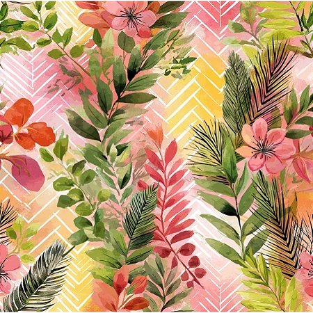 Tricoline Digital EB Folhagem, 100% Algodão, 50cm x 1,50mt