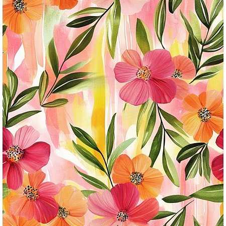 Tricoline Digital EB Flores, 100% Algodão, 50cm x 1,50mt