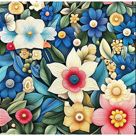 Tricoline Digital Narcisos PR, 100% Algodão, 50cm x 1,50mt