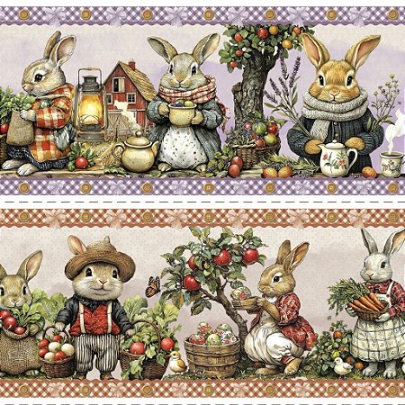 Tricoline Digital Barrado Fazenda dos Coelhos, 50cm x 1,50mt