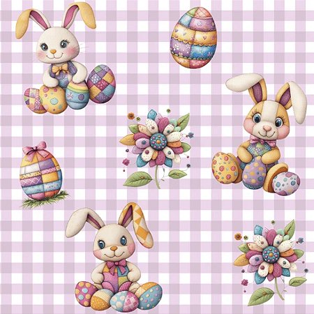 Tricoline Digital Páscoa Coelho Patch Lilás, 50cm x 1,50mt