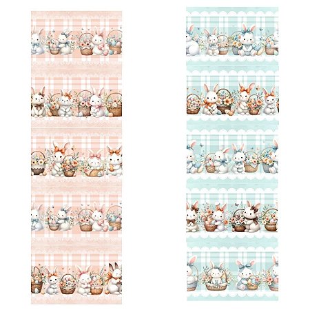 Tricoline Digital Barrado Páscoa Fofa, 100%Alg 50cm x 1,50mt