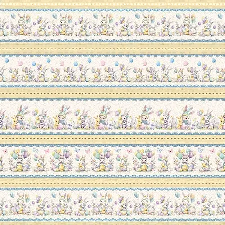 Tricoline Digital Barrado Páscoa 10, 100% Alg, 50cm x 1,50mt