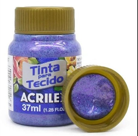 Tinta Para Tecido Acrilex com Glitter 37ml - Violeta