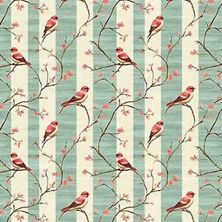 Tricoline Digital Pássaro Listrado Verde, 50cm x 1,50mt