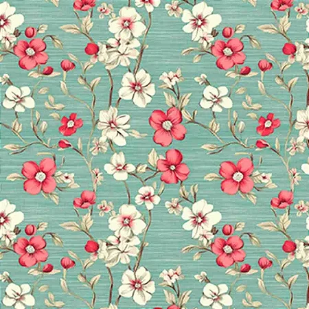 Tricoline Digital Gorjeio Floral Verde 100%Alg 50cm x 1,50mt