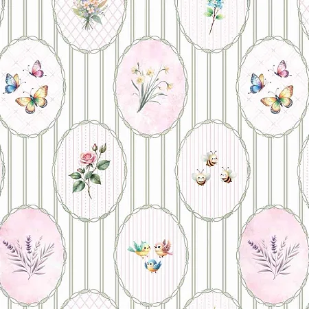 Tricoline Digital Provence Baby Molduras Ovais 50cm x 1,50mt