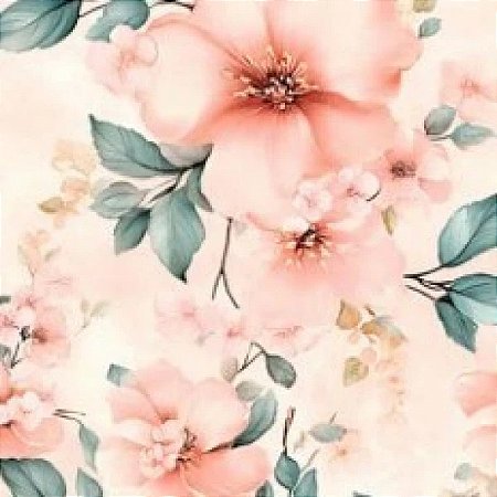 Tricoline Digital Floral Médio, 100% Algodão, 50cm x 1,50mt