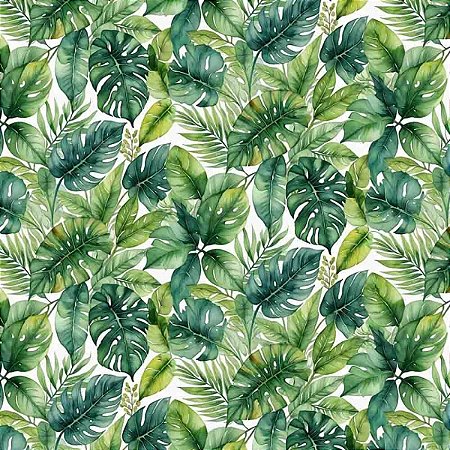 Tricoline Digital Folhagem Fundo Claro 100%Alg 50cm x 1,50mt