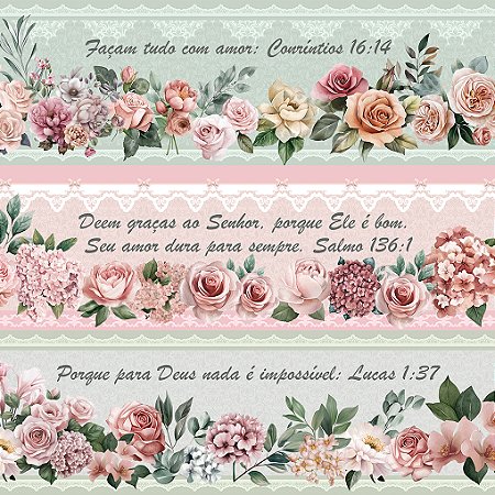 Tricoline Digital Frases Bíblicas Jardim de Luz 53cm x 1,50m