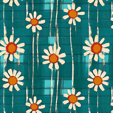 Tricoline Digital Margarida Media 100%Algodão, 50cm x 1,50mt