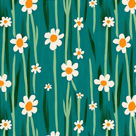 Tricoline Digital Margarida Pequena 100%Algodão 50cm x 1,50m