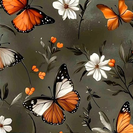 Tricoline Digital Borboletas Grandes 100%Alg., 50cm x 1,50mt