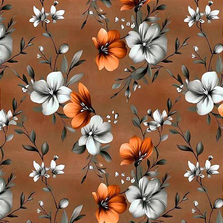 Tricoline Digital Floral Pequeno 100% Algodão, 50cm x 1,50mt