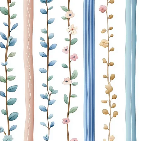 Tricoline Digital Listras e Ramos, 100% Alg, 50cm x 1,50mt