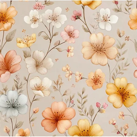 Tricoline Digital Encantos Florzinhas 100%Alg, 50cm x 1,50mt