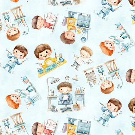 Tricoline Digital Dentista, 100% Algodão, 50cm x 1,50mt