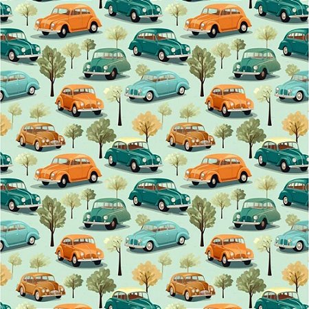 Tricoline Digital Carros Menores, 100% Algodão 50cm x 1,50mt