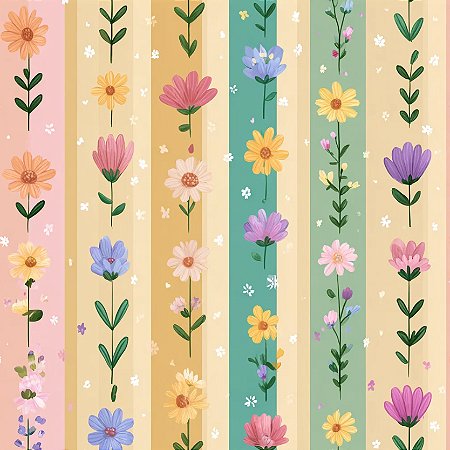 Tricoline Digital Happy Garden Listras Verticais 50cmx1,50mt