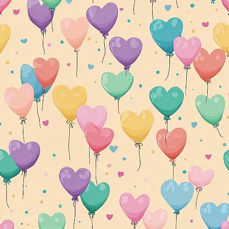 Tricoline Digital Happy Garden Balões, 50cm x 1,50mt