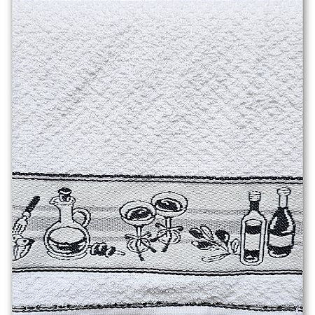 Pano de Copa Felpudo com Faixa Queijos e Vinhos, 45cm x 70cm