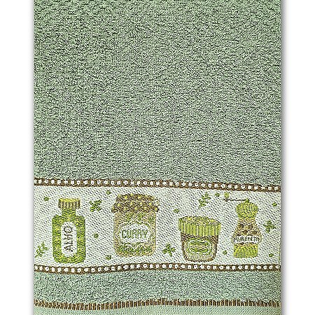 Pano de Copa Felpudo com Faixa, Verde Sálvia - 45cm x 70cm