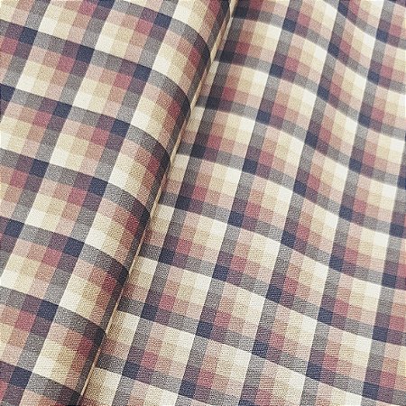 Tricoline Digital Xadrez Marrom com Vermelho, 50cm x 1,50mt