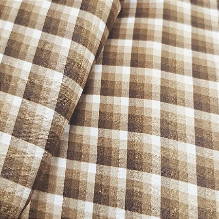 Tricoline Diital Xadrez Marrom, 100% Algodão, 50cm x 1,50mt