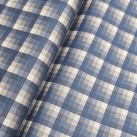 Tricoline Digital Xadrez Azul com Caqui, 50cm x 1,50mt