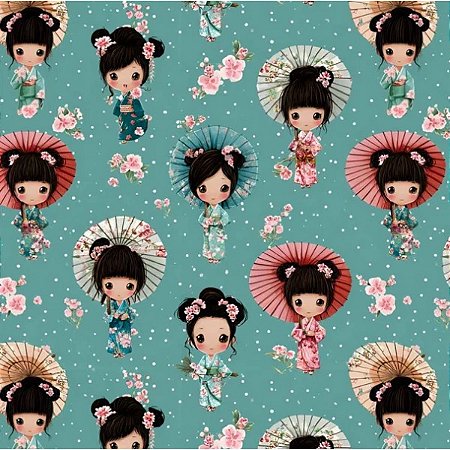 Tricoline Digital Japonesas com Guarda Chuva, 50cm x 1,50mt