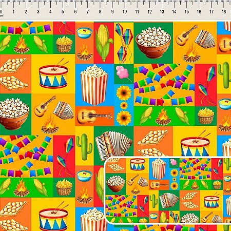 Tricoline Digital Patchwork, 100% Algodão, 50cm x 1,50mt