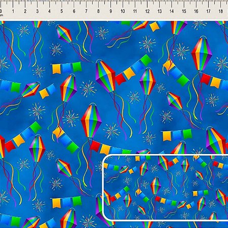 Tricoline Digital Bandeirinhas, 100% Algodão, 50cm x 1,50mt