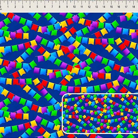 Tricoline Digital Bandeirolas, 100% Algodão, 50cm x 1,50mt