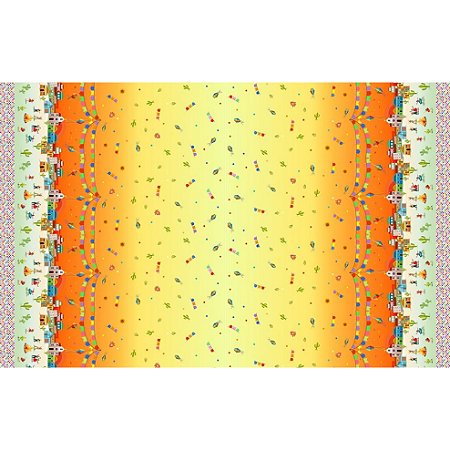 Tricoline Digital Barrado Azul Laranja 100%Alg 50cm x 1,50mt