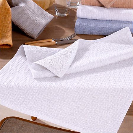 Pano de Copa Felpudo Favo Dupla Face Branco, 45cm x 65cm