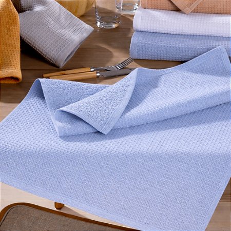 Pano de Copa Felpudo Favo Dupla Face Azul, 45cm x 65cm